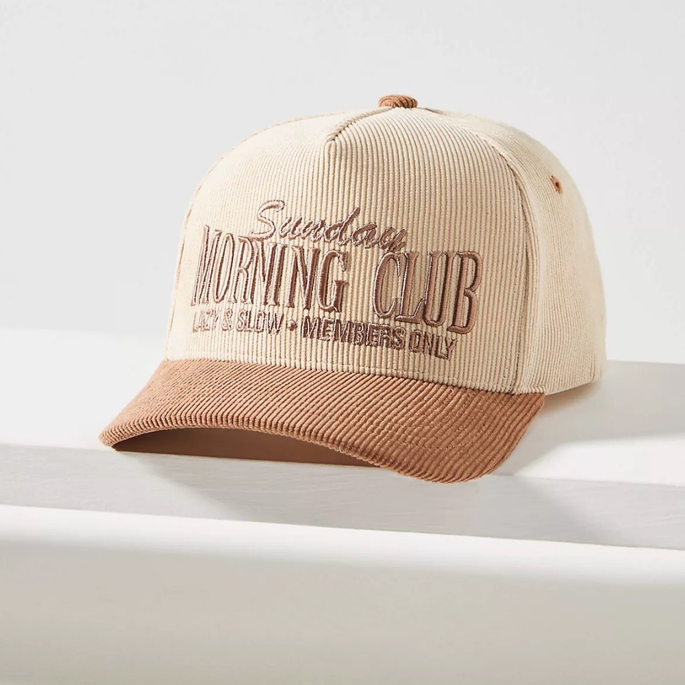 Anthropologie Colorblock Corduroy Sunday Morning Club Baseball Cap NWT